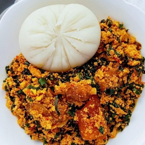 Pounded yam and egusi soup